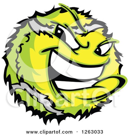 Clipart of a Tough Tennis Ball Mascot - Royalty Free Vector Illustration by Chromaco