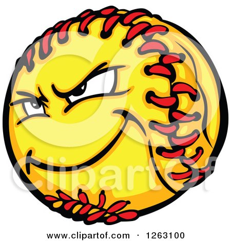 Clipart of a Tough Softball Mascot - Royalty Free Vector Illustration by Chromaco