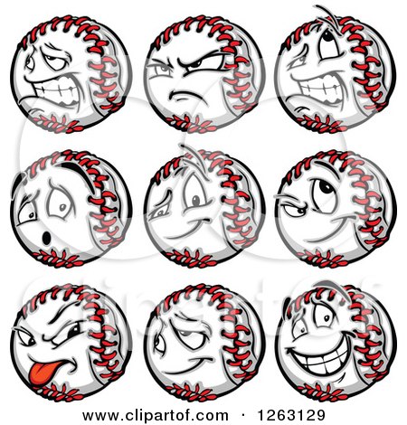 Clipart of Baseball Mascots - Royalty Free Vector Illustration by Chromaco