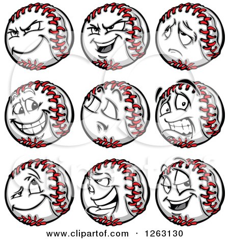 Clipart of Baseball Mascots - Royalty Free Vector Illustration by Chromaco