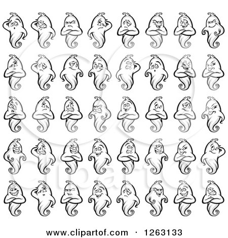 Clipart of Ghosts - Royalty Free Vector Illustration by Chromaco