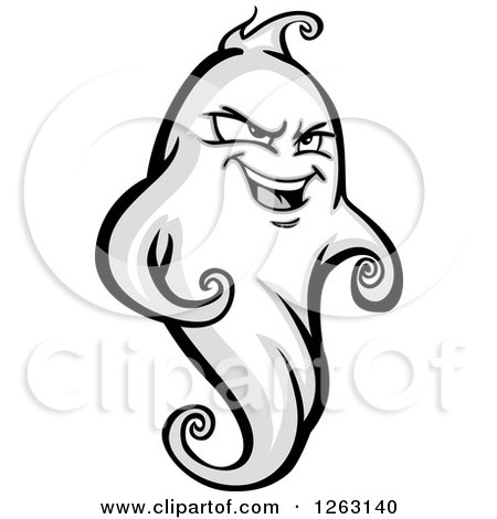Clipart of a Tough Ghost - Royalty Free Vector Illustration by Chromaco