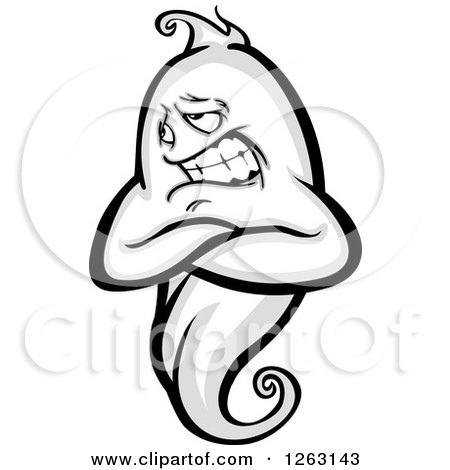Clipart of a Skeptical Ghost - Royalty Free Vector Illustration by Chromaco