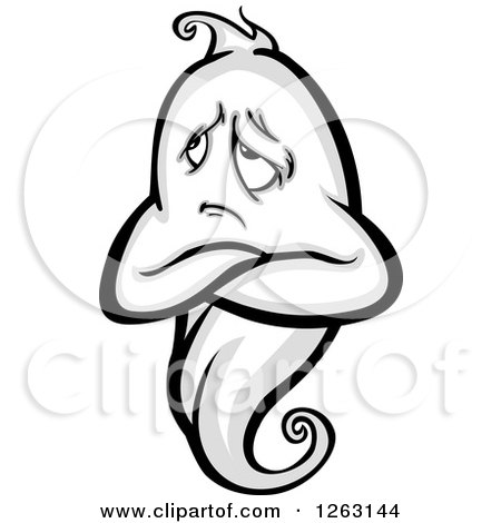 Clipart of a Sad Ghost - Royalty Free Vector Illustration by Chromaco