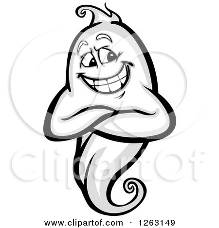 Clipart of a Happy Ghost - Royalty Free Vector Illustration by Chromaco