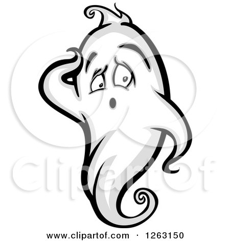 Clipart of a Confused Ghost - Royalty Free Vector Illustration by Chromaco