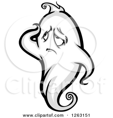 Clipart of a Tired Ghost - Royalty Free Vector Illustration by Chromaco