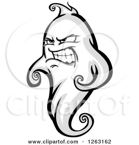Clipart of a Tough Ghost - Royalty Free Vector Illustration by Chromaco