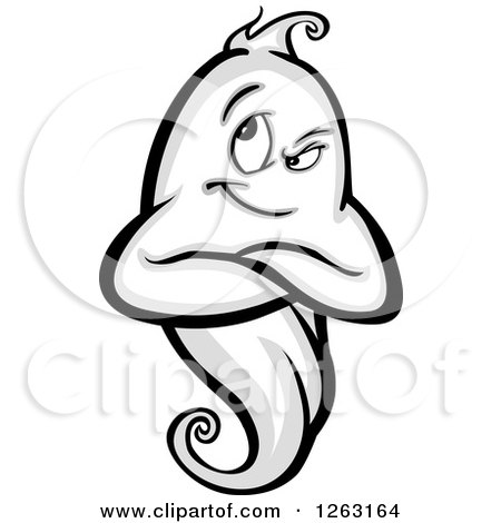 Clipart of a Skeptical Ghost - Royalty Free Vector Illustration by Chromaco