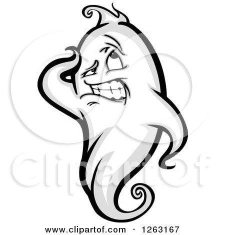 Clipart of a Thinking Ghost - Royalty Free Vector Illustration by Chromaco