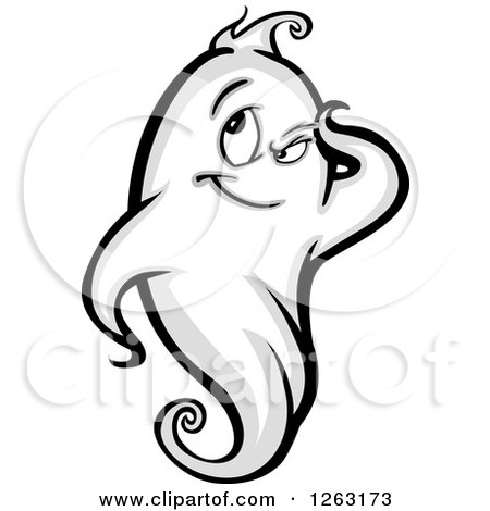 Clipart of a Thinking Ghost - Royalty Free Vector Illustration by Chromaco