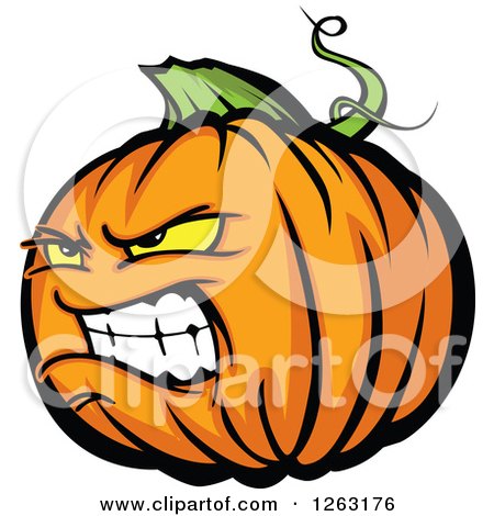 Clipart of a Tough Halloween Pumpkin Character - Royalty Free Vector Illustration by Chromaco