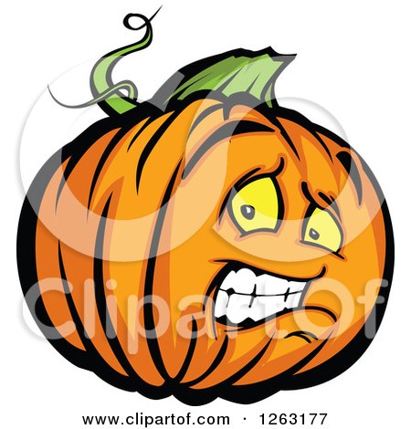 Clipart of a Scared Halloween Pumpkin Character - Royalty Free Vector Illustration by Chromaco