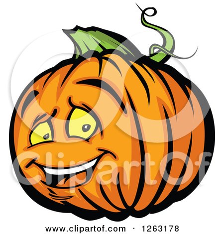 Clipart of a Happy Halloween Pumpkin Character - Royalty Free Vector Illustration by Chromaco