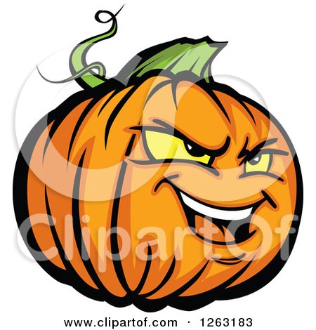 Clipart of a Tough Halloween Pumpkin Character - Royalty Free Vector Illustration by Chromaco