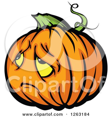 Clipart of a Sad Halloween Pumpkin Character - Royalty Free Vector Illustration by Chromaco