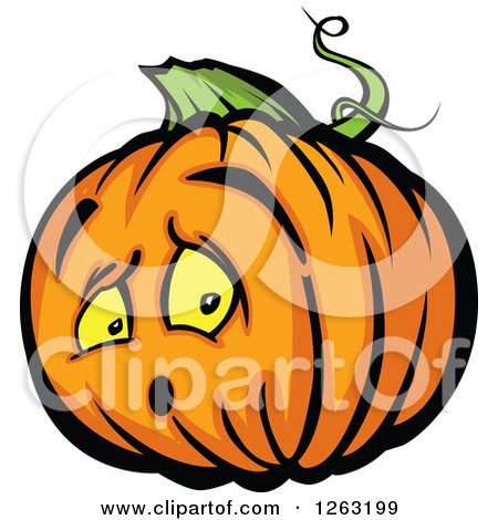 Clipart of a Surprised Halloween Pumpkin Character - Royalty Free Vector Illustration by Chromaco