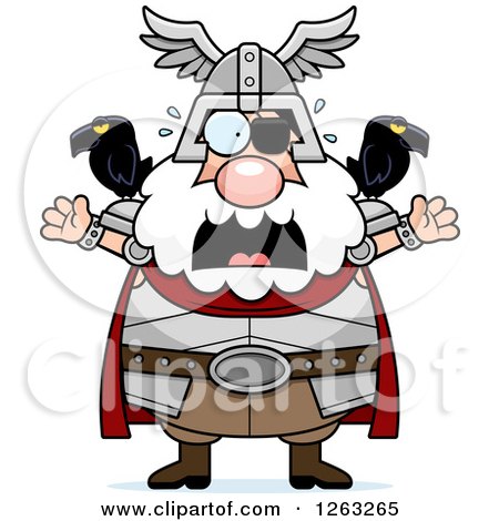 Clipart of a Cartoon Scared Screaming Chubby Odin - Royalty Free Vector Illustration by Cory Thoman