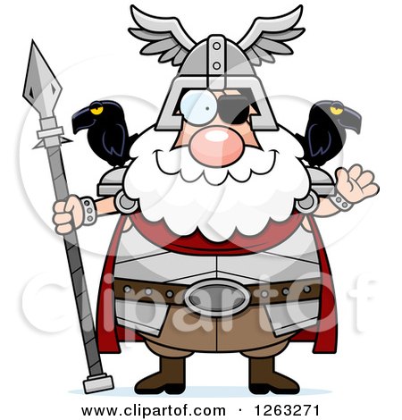 Clipart of a Cartoon Friendly Waving Chubby Odin - Royalty Free Vector Illustration by Cory Thoman
