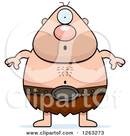 Clipart of a Cartoon Surprised Cyclops Man - Royalty Free Vector Illustration by Cory Thoman