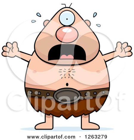 Clipart of a Cartoon Scared Screaming Cyclops Man - Royalty Free Vector Illustration by Cory Thoman