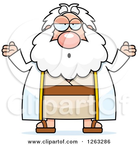 Clipart of a Cartoon Careless Shrugging Chubby Moses - Royalty Free Vector Illustration by Cory Thoman