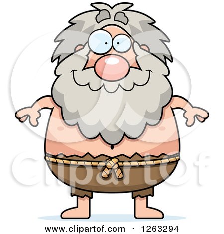 Clipart of a Cartoon Happy Chubby Hermit Man - Royalty Free Vector Illustration by Cory Thoman