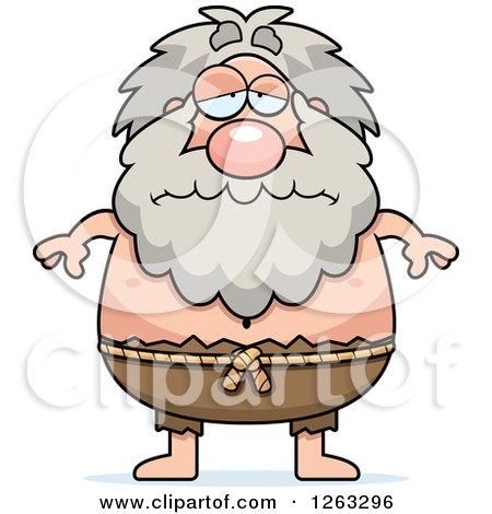 Clipart of a Cartoon Sad Depressed Chubby Hermit Man - Royalty Free Vector Illustration by Cory Thoman
