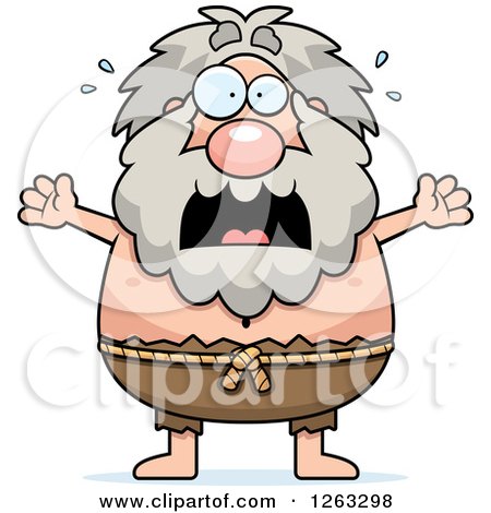 Clipart of a Cartoon Scared Chubby Hermit Man - Royalty Free Vector Illustration by Cory Thoman