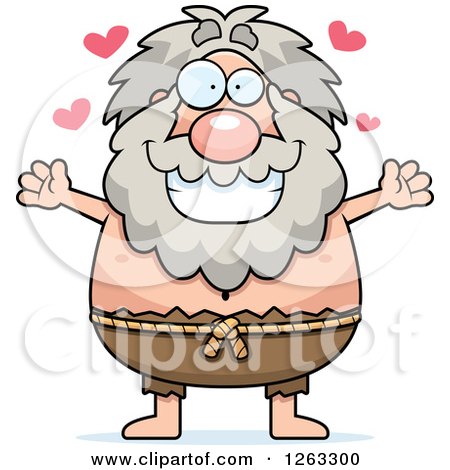 Clipart of a Cartoon Loving Chubby Hermit Man Wanting a Hug - Royalty Free Vector Illustration by Cory Thoman