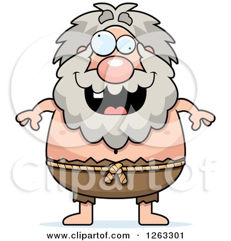 Clipart of a Cartoon Crazy Chubby Hermit Man - Royalty Free Vector Illustration by Cory Thoman