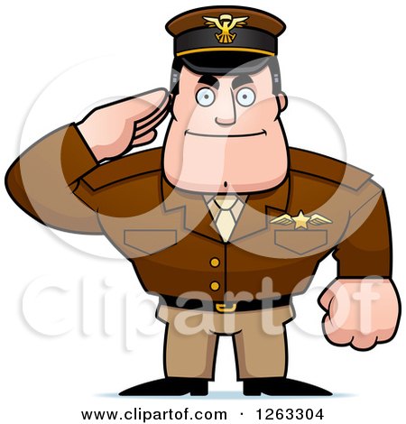 Clipart of a Caucasian Male Pilot Captain Saluting - Royalty Free Vector Illustration by Cory Thoman