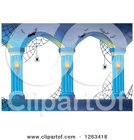 Clipart of a Haunted Archway with Spider Webs and Bats - Royalty Free Vector Illustration by visekart