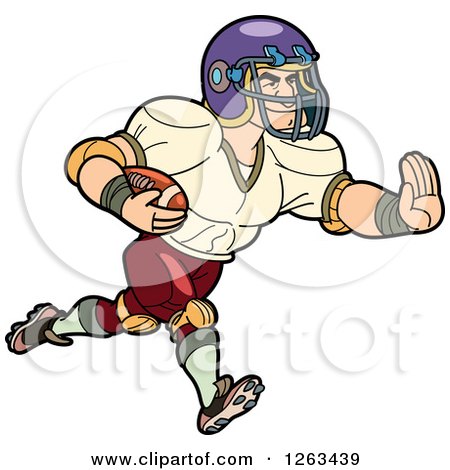 Clipart of a Muscular White Male American Football Player Running - Royalty Free Vector Illustration by Frisko