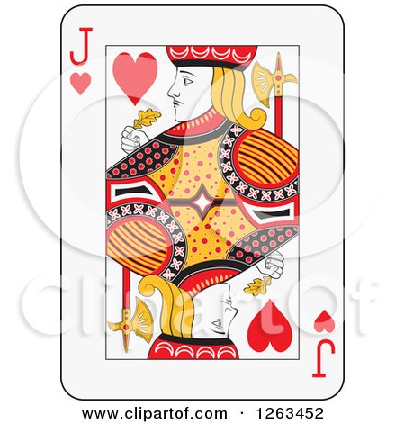 Clipart of a Jack of Hearts Playing Card - Royalty Free Vector Illustration by Frisko