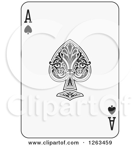 Clipart of a Black and White Ace of Spades Playing Card - Royalty Free Vector Illustration by Frisko