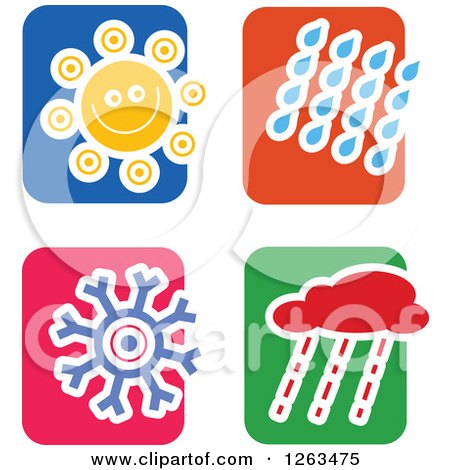 Clipart of Colorful Tile and Weather Icons - Royalty Free Vector Illustration by Prawny