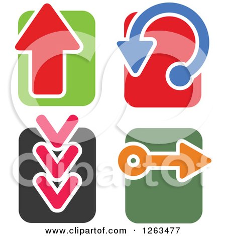 Clipart of Colorful Tile and Arrow Icons - Royalty Free Vector Illustration by Prawny