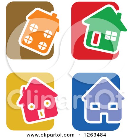 Clipart of Colorful Tile and House Icons - Royalty Free Vector Illustration by Prawny