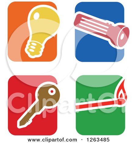 Clipart of Colorful Tile and Object Icons - Royalty Free Vector Illustration by Prawny