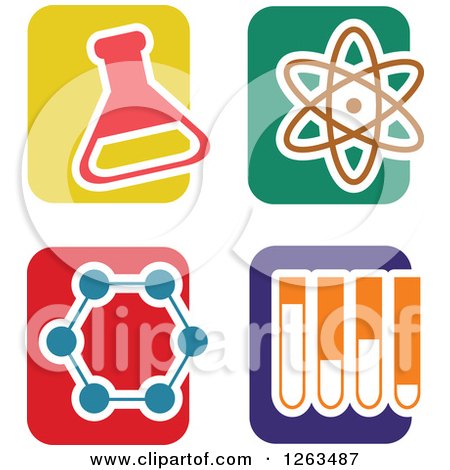 Clipart of Colorful Tile and Science Icons - Royalty Free Vector Illustration by Prawny