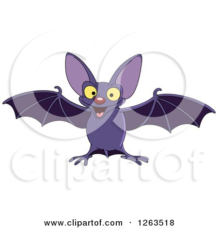 Clipart of a Flying Happy Vampire Bat - Royalty Free Vector Illustration by yayayoyo