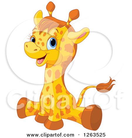 Clipart of a Cute Baby Giraffe Doing the Splits - Royalty Free Vector Illustration by Pushkin