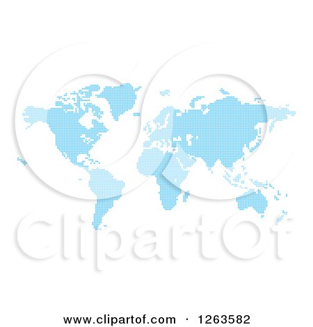 Clipart of a Blue Pixel Atlas Map - Royalty Free Vector Illustration by AtStockIllustration