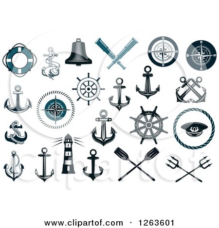 Clipart of Navy Blue Naitucal Items - Royalty Free Vector Illustration by Vector Tradition SM