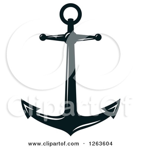 Clipart of a Nautical Navy Blue Anchor - Royalty Free Vector Illustration by Vector Tradition SM