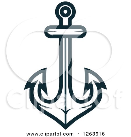 Clipart of a Nautical Navy Blue Anchor - Royalty Free Vector Illustration by Vector Tradition SM