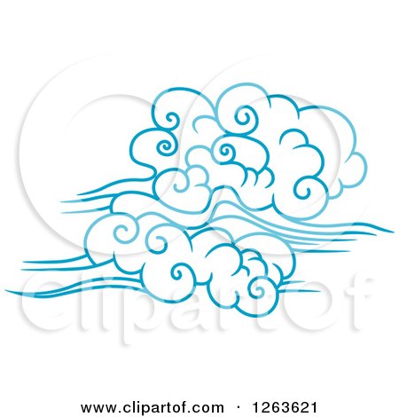 Clipart of Blue Clouds and Wind - Royalty Free Vector Illustration by Vector Tradition SM