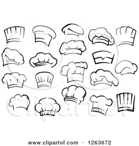 Clipart of Black and White Chefs Toque Hats - Royalty Free Vector Illustration by Vector Tradition SM