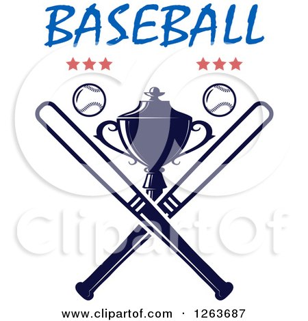 Clipart of a Trophy Cup with Crossed Bats Baseballs and Stars Under Text - Royalty Free Vector Illustration by Vector Tradition SM